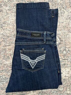 VIGOSS Classic Capri Jeans Womens 7 Dark Wash Embroidered Pockets